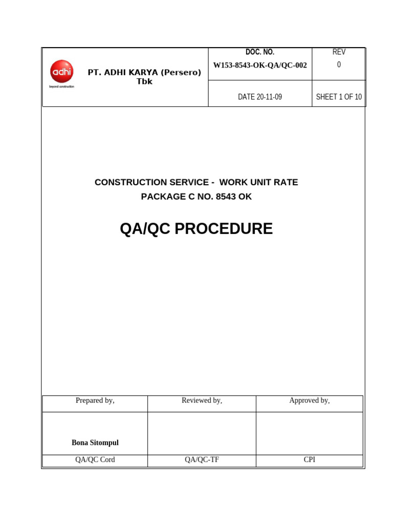 002 QA& QC Procedure | PDF | Quality Assurance | Specification ...