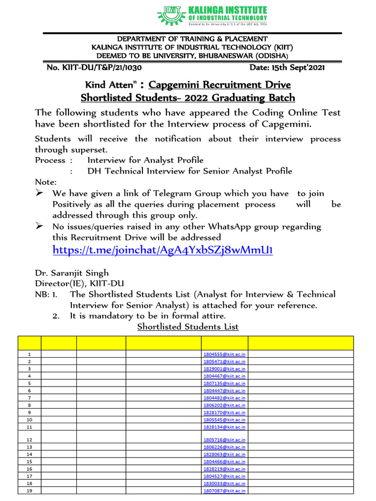 Capgemini Recruitment Drive Interview For Senior Analyst Analyst