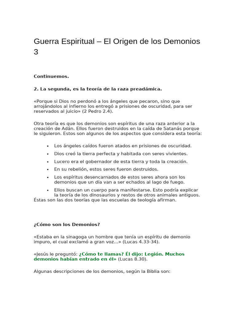 Orígenes y Naturaleza de los Demonios | PDF | Demonios | Jesús
