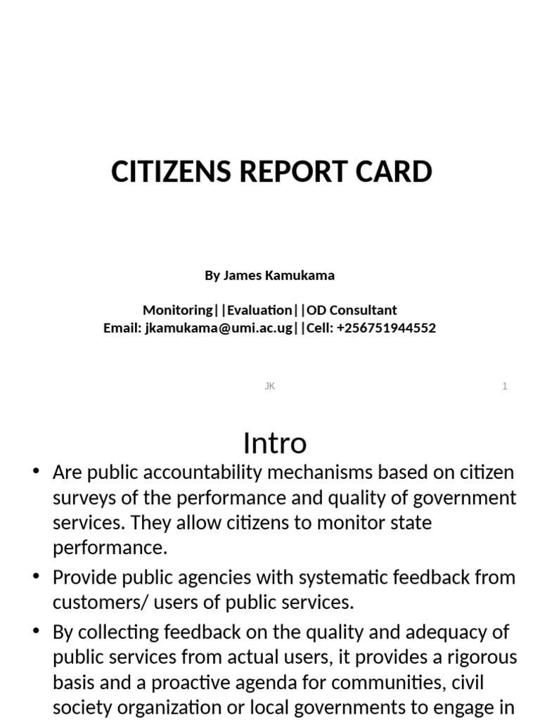 Citizen Report Card Overview | PDF | Accountability