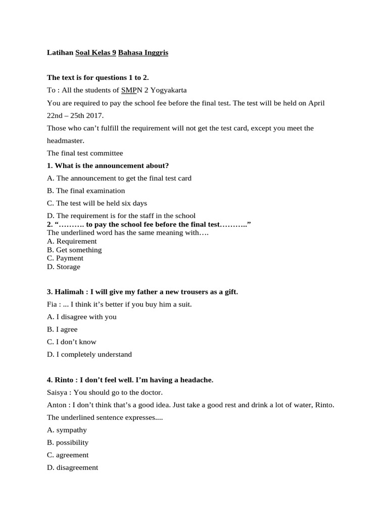 Latihan Soal Kelas 9 Pdf Diseases And Disorders Clinical Medicine