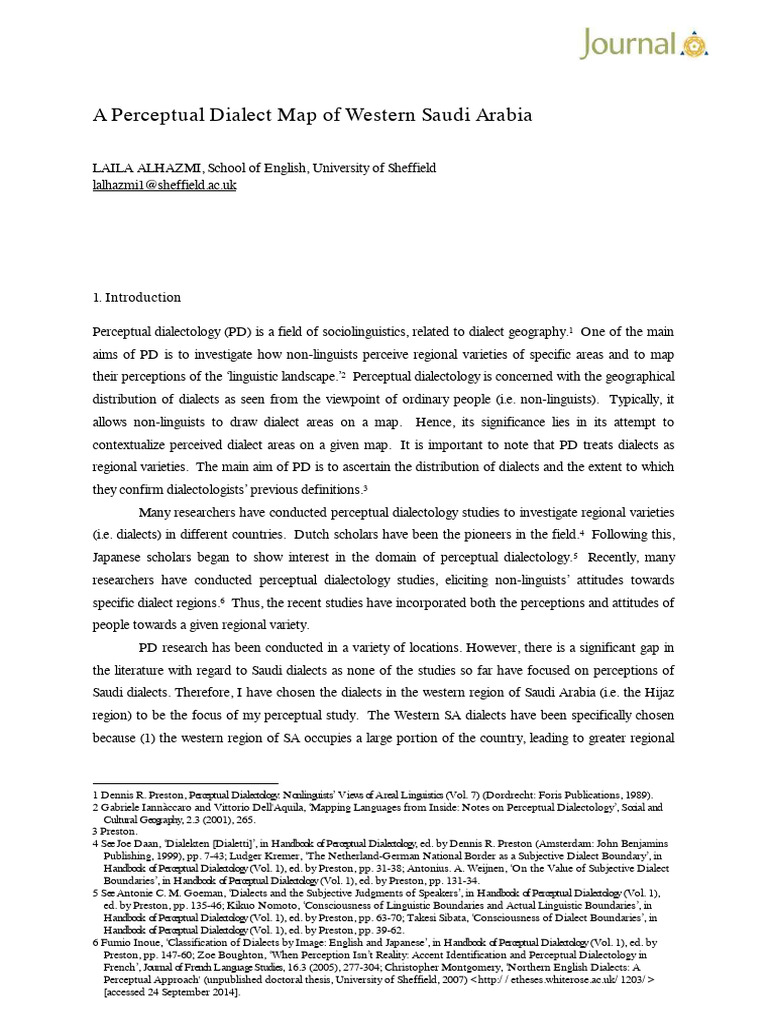 Perceptions of Hijazi Dialects in Saudi Arabia | PDF | Dialectology ...