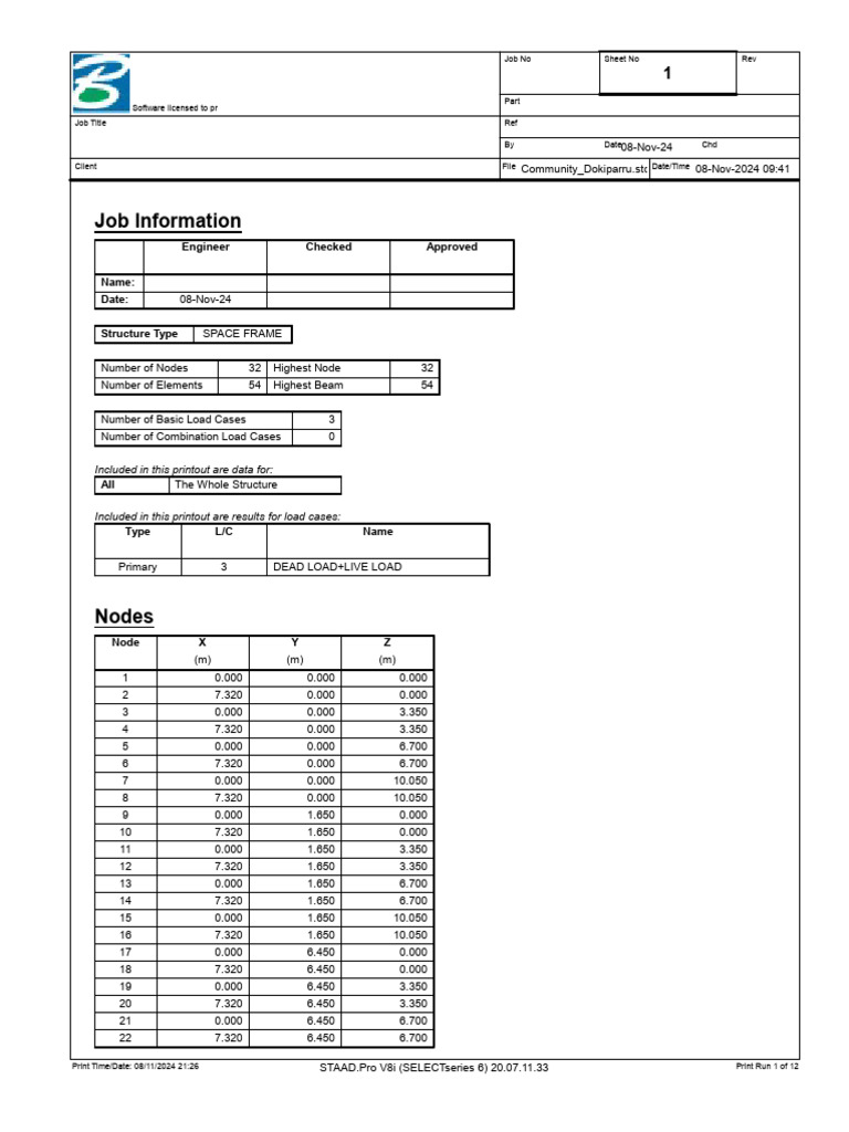 STAAD.Pro V8i Structural Report | PDF | Structural Engineering | Civil ...