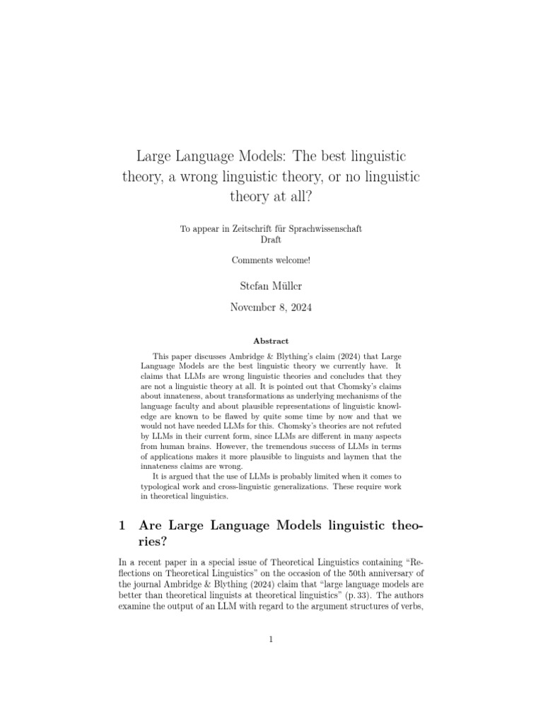 Muller 24 Large-Language-.6 | PDF | Syntax | Linguistics