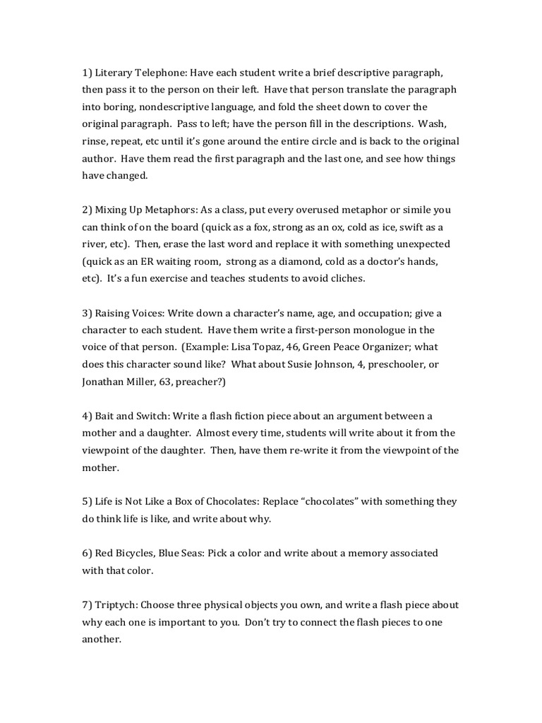 Writing exercises | PDF