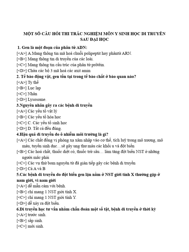 K.7.10.2024 y Sinh Hoc Di Truyen | PDF