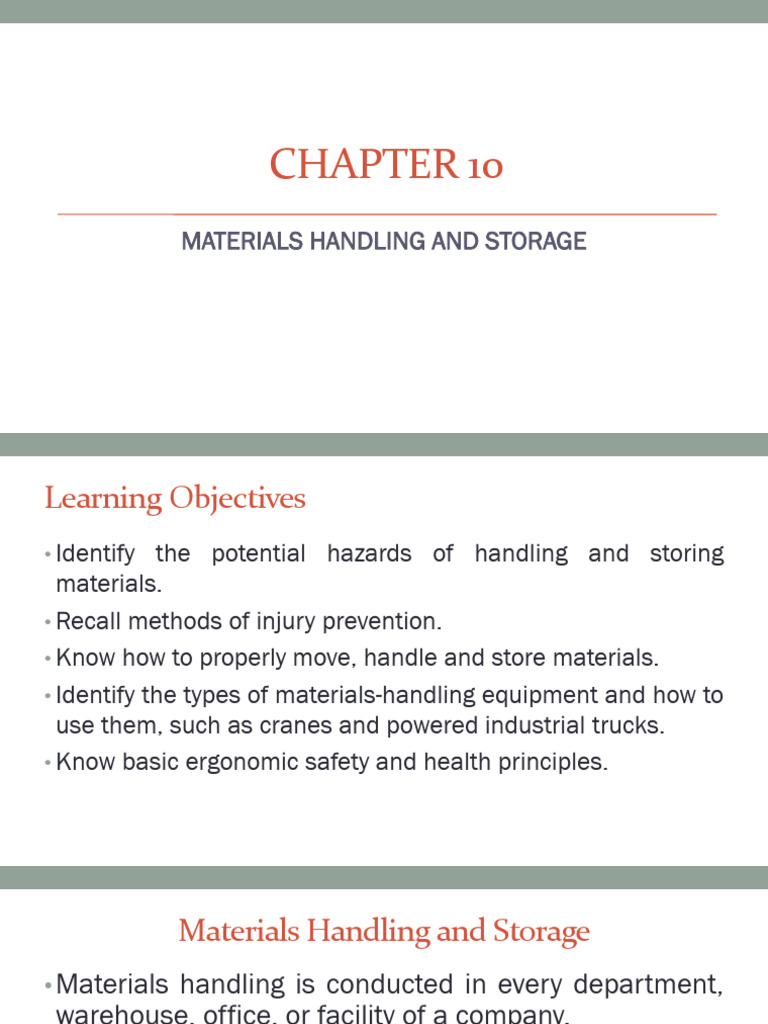 Safe Materials Handling and Storage Guide | PDF | Personal Protective ...
