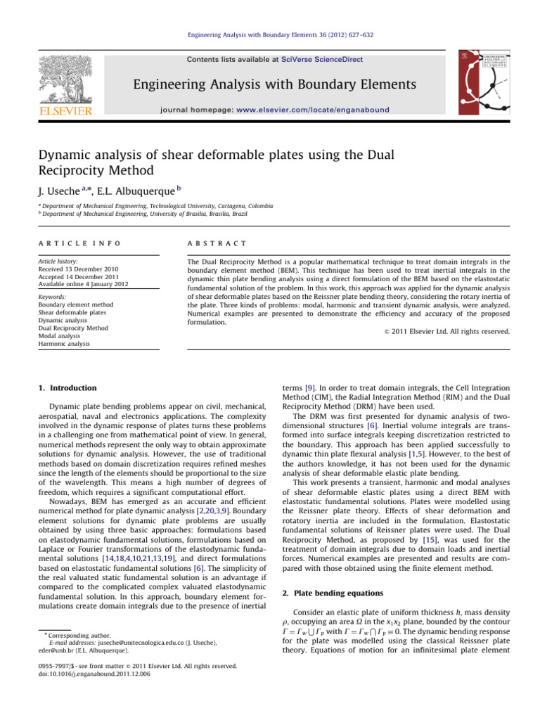 Dynamic Analysis of Shear Plates BEM | PDF | Finite Element Method ...