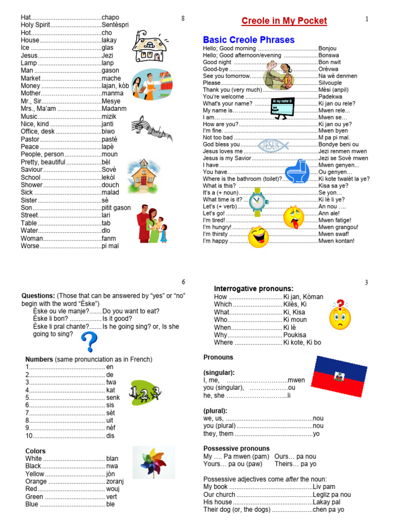 Haitian Creole Basics: Numbers & Phrases | PDF | Linguistics | Languages