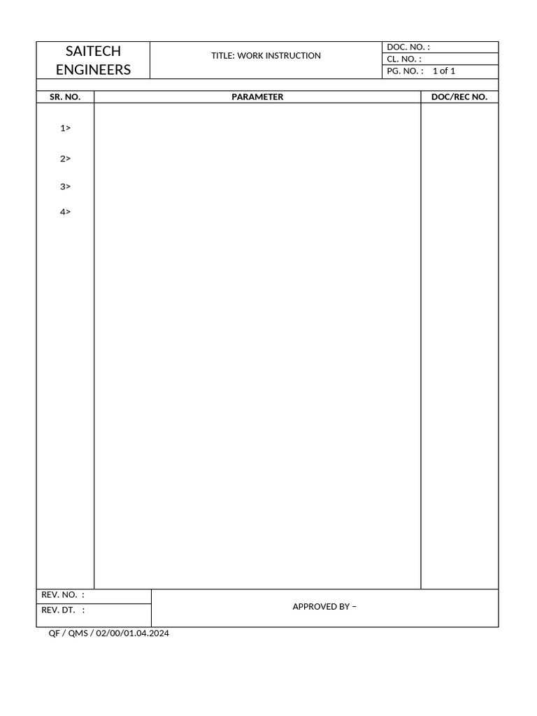 QF-QMS-02 WI Format | PDF