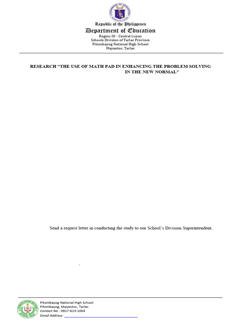Activity completion report in the research the use of math pad in