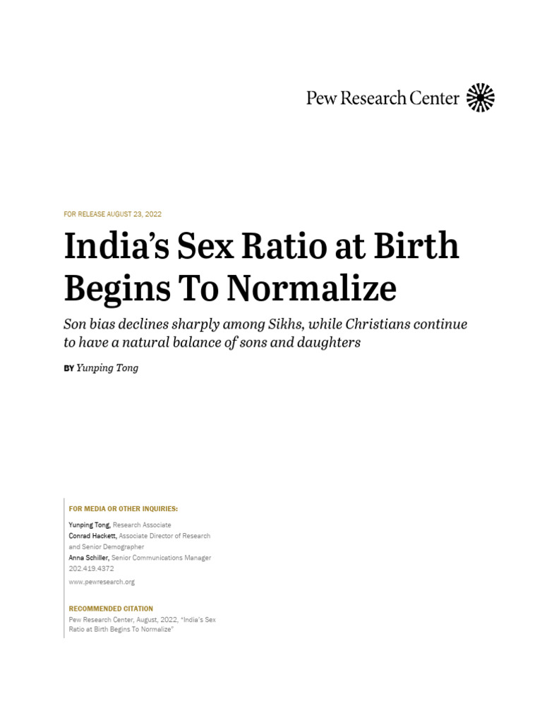 India's Normalizing Sex Ratio at Birth | PDF | Pregnancy | Abortion