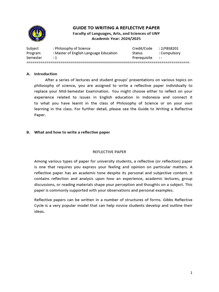 Reflective Paper Writing Guide | PDF | Experience | Science