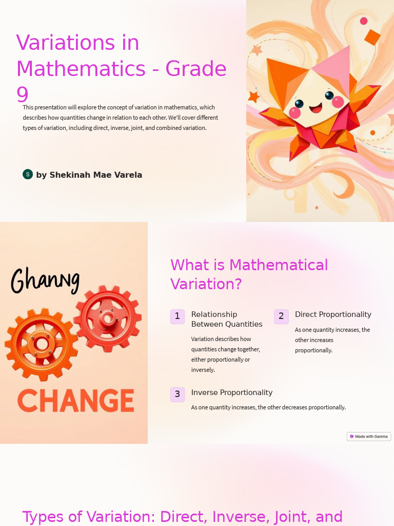 Variations in Mathematics Grade 9 | PDF | Equations | Mathematics