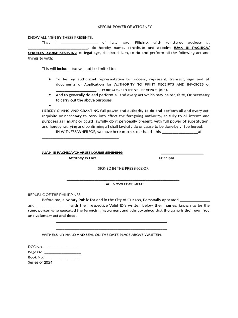 Spa and Sec Cert Sample | PDF | Power Of Attorney | Common Law