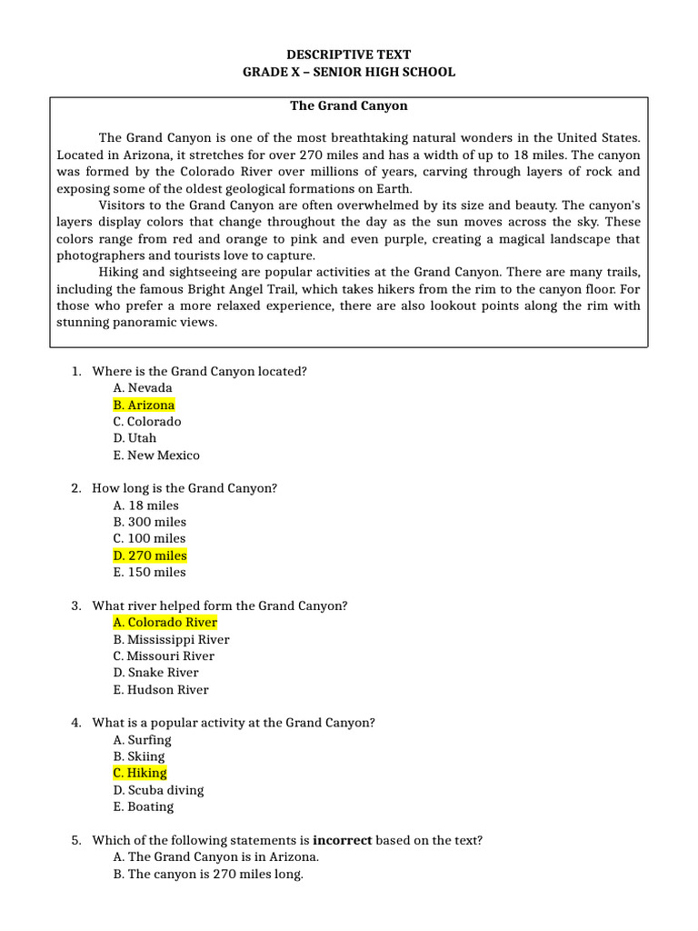 Kelas X - Descriptive Text Jawaban | PDF | Coral Reef | Coral