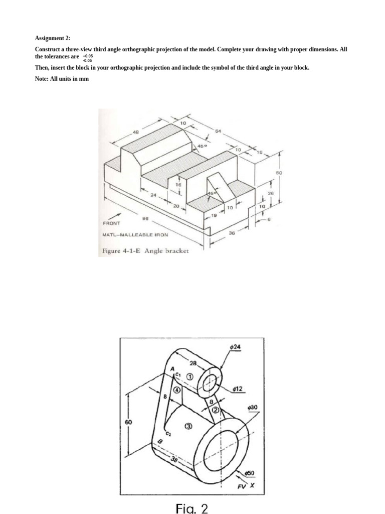 Orthographic Projection Assignment | PDF