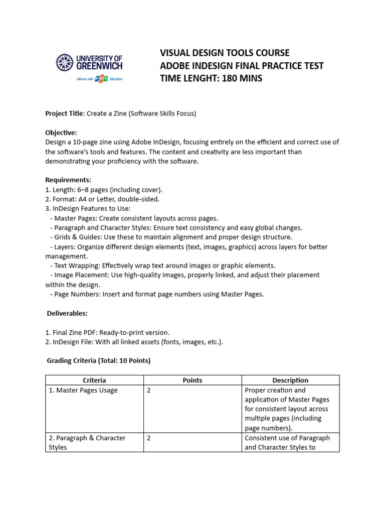 Indesign final test pdf page layout adobe in design