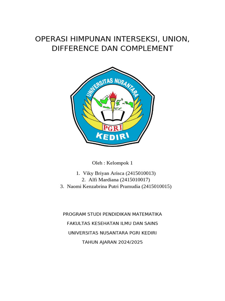 Operasi Himpunan: Interseksi, Union, dan Selisih | PDF | Karier ...
