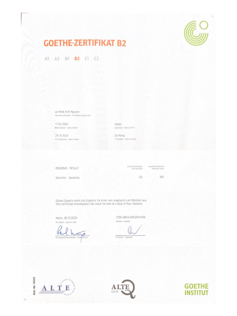 Goethe Zertifikat b2 | PDF