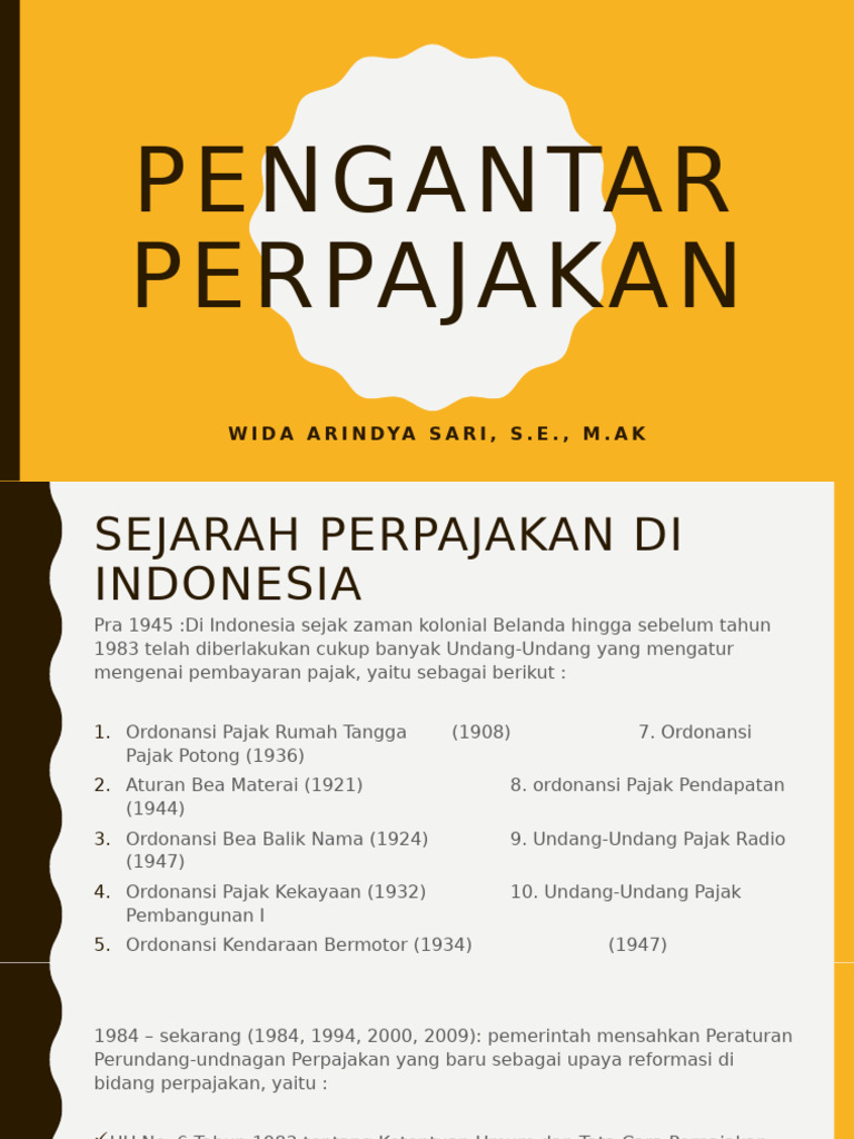 Sejarah dan Pengantar Perpajakan Indonesia | PDF