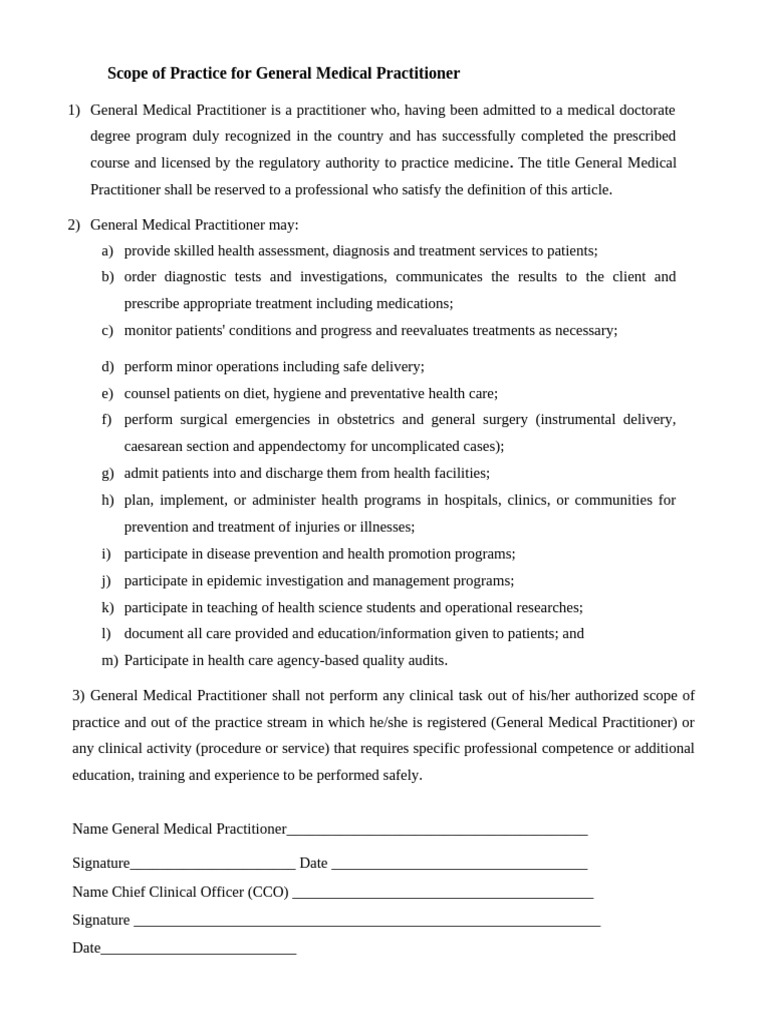 Scope of Practice For GP | PDF | Science & Mathematics
