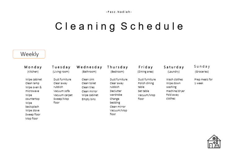 Weekly Cleaning Schedule Template | PDF