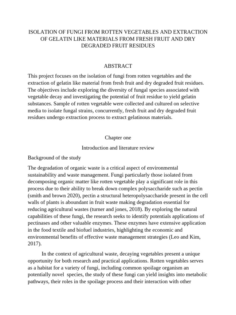 Isolation of Fungi From Rotten Vegetables and Extraction of Gelatin ...