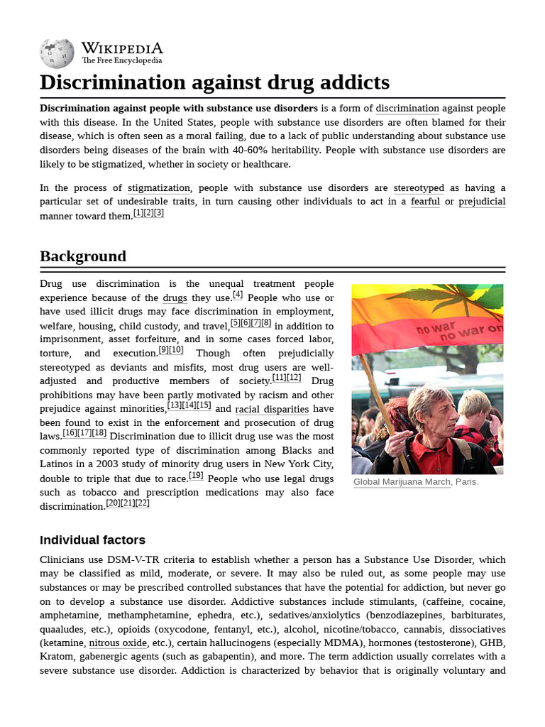 Discrimination Against Drug Addicts | PDF | Opioid Use Disorder | Addiction