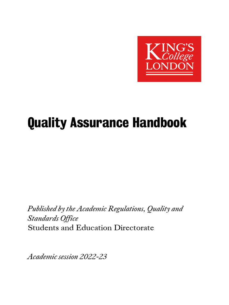 Qa Handbook 2022 23 | PDF | Academic Degree | Master's Degree