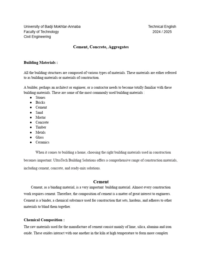 Lesson 2 - Cement, Concrete, Aggregates | PDF | Concrete | Perfect ...