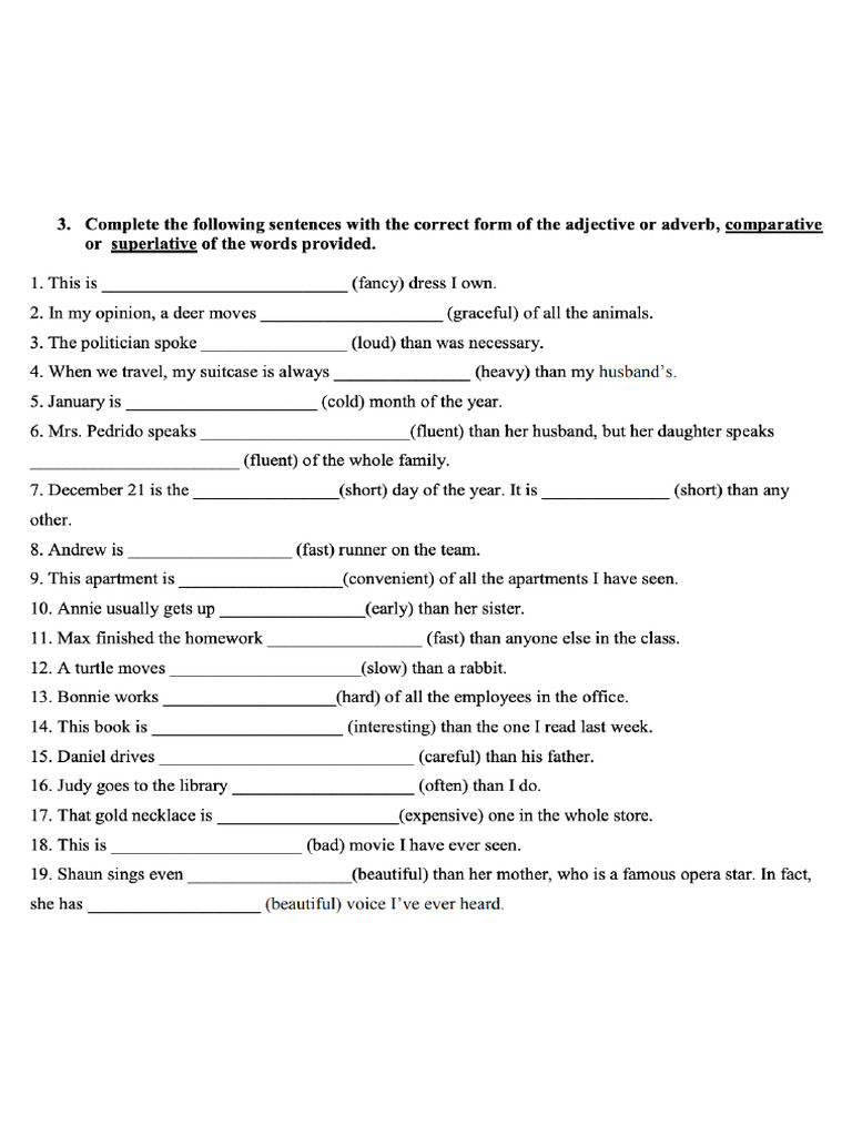 Adjective - Comparative and Superlative | PDF