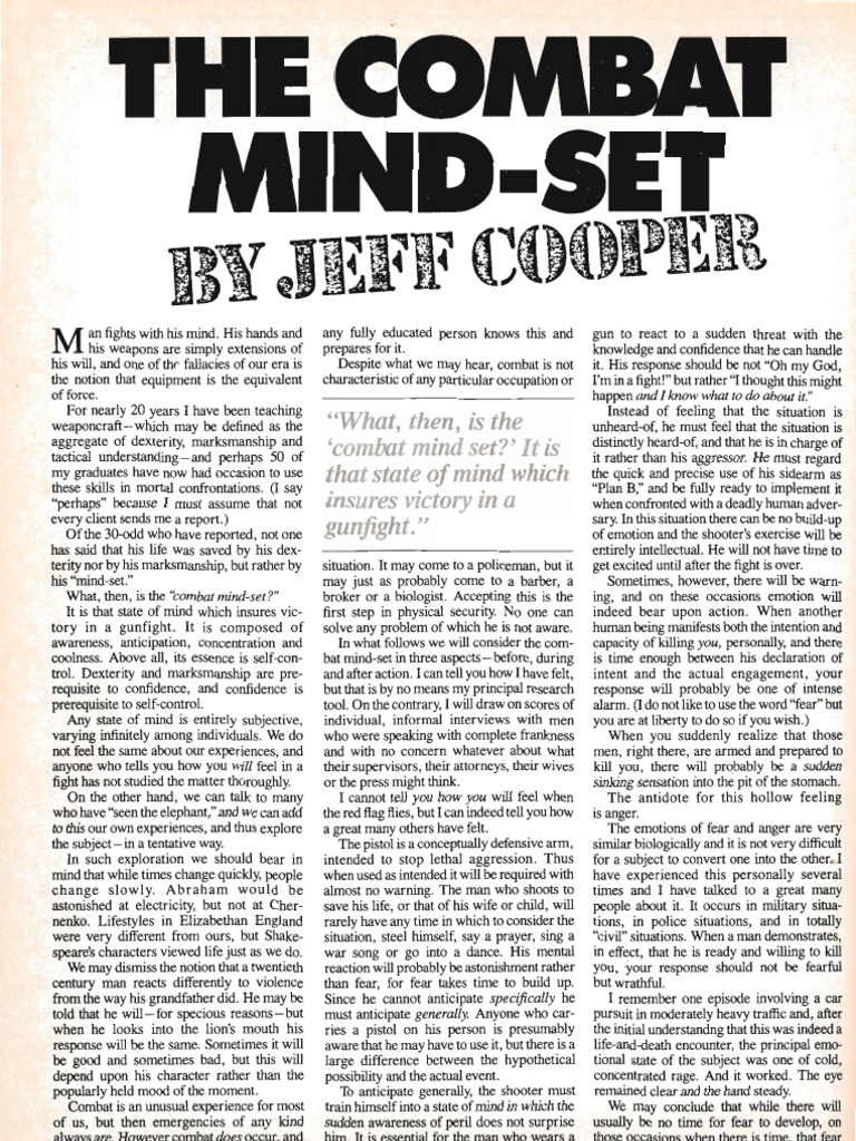 Combat Mindset in Self-Defense | PDF | Anger | Mindset