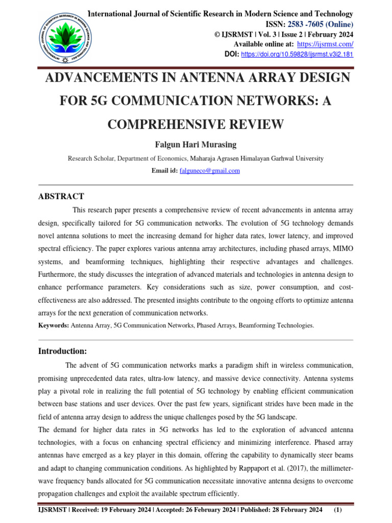 Advancements in Antenna Array Design For 5g Commun | PDF | Mimo ...
