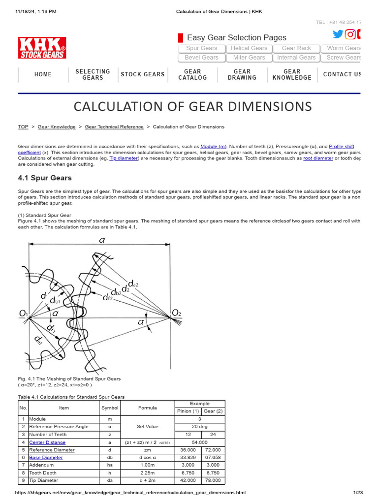 KHK Gear Dimension Calculations | PDF | Gear | Helix