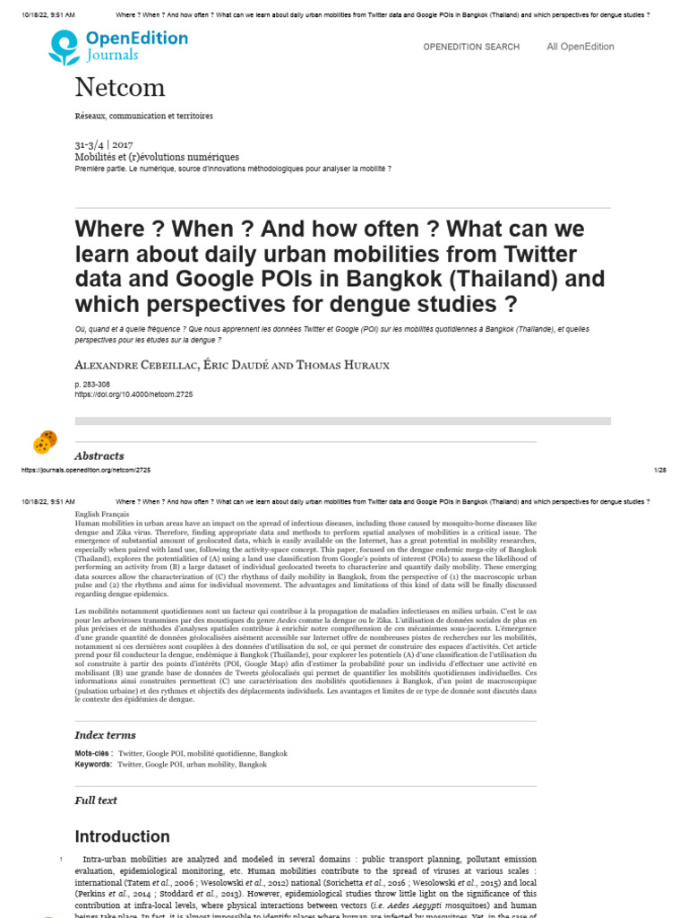 Where when and how often what can we learn about daily urban