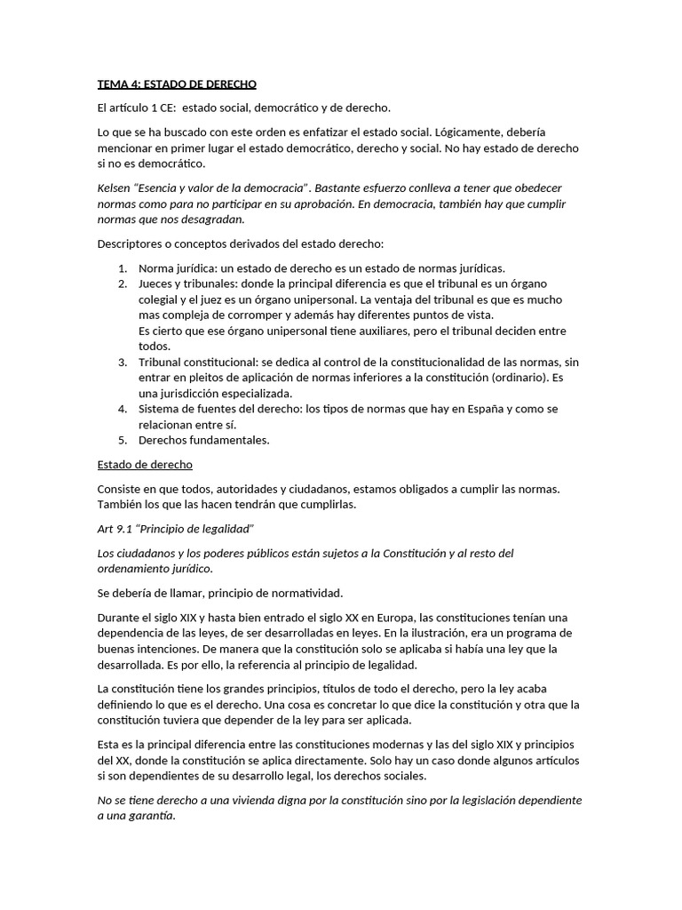 Tema 4 | PDF | Constitución | Imperio de la ley