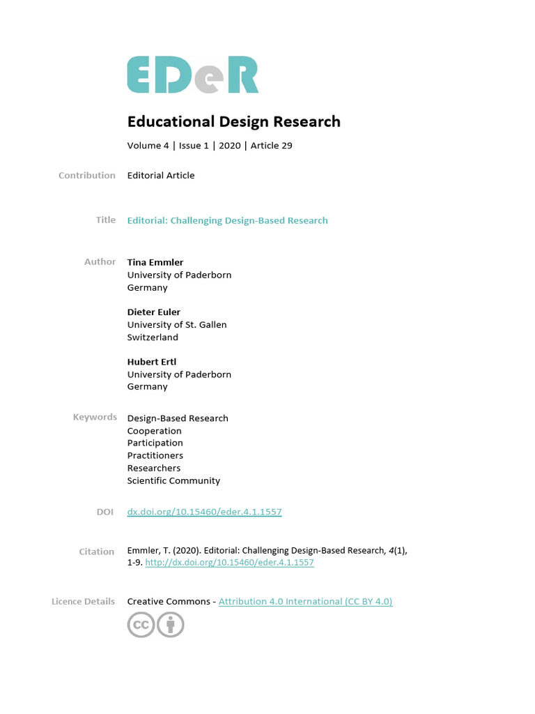 Editorial Challenging Design Based Research 44rf456qrd | PDF | Learning ...