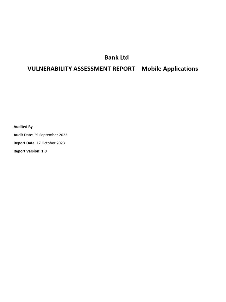 Vulnerability Assessment Report - Ver. 1.0 - Mobile Applications - 10 ...