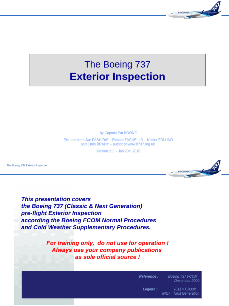Boeing 737 Exterior Inspection Guide | PDF | Landing Gear | Microsoft ...