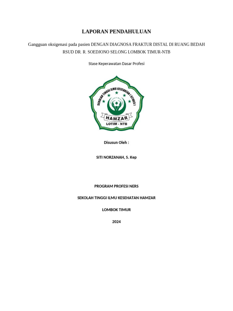Gangguan Oksigenasi Pasien Fraktur Distal | PDF