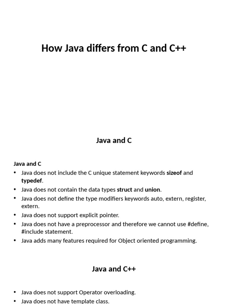 How Java Differs From C and C++ | PDF | Computers