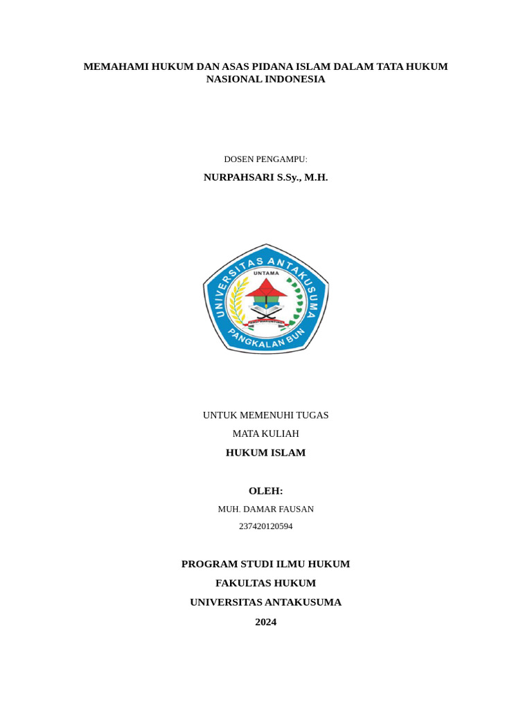 Hukum Pidana Islam dalam Hukum Nasional | PDF