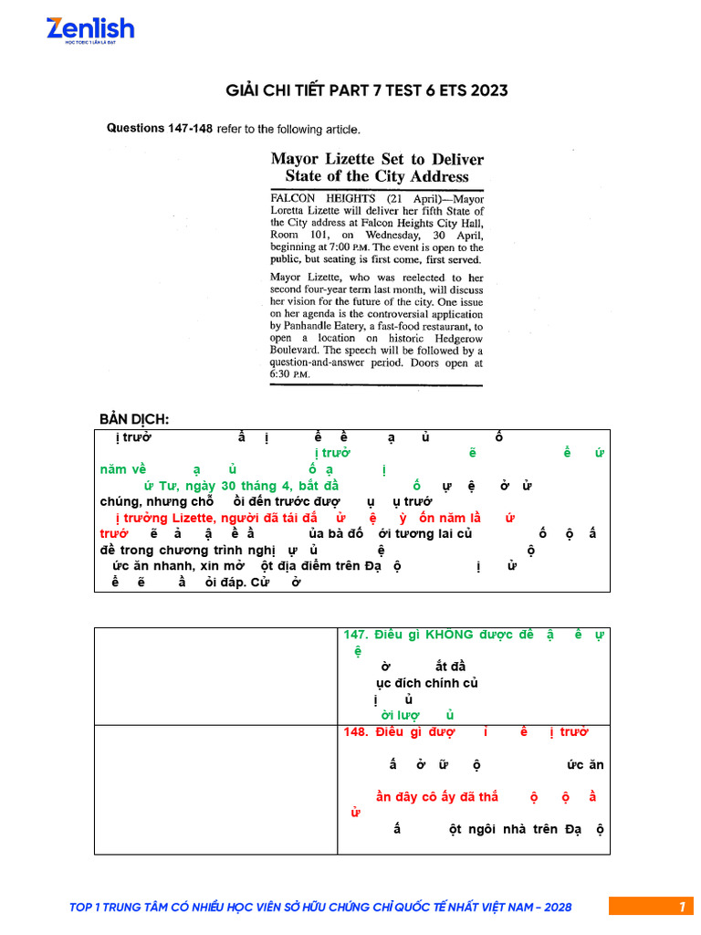1.9. Giải Chi Tiết Part 7 Test 6 Rc | PDF