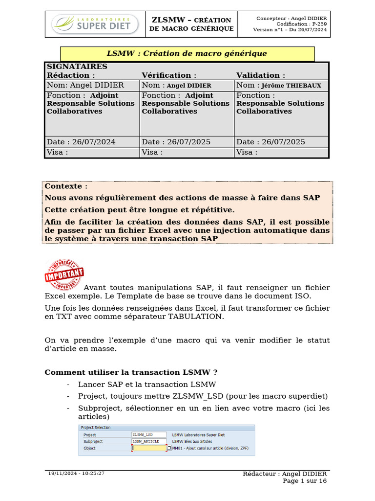 Création de Macro LSMW dans SAP | PDF | Microsoft Excel | Informatique