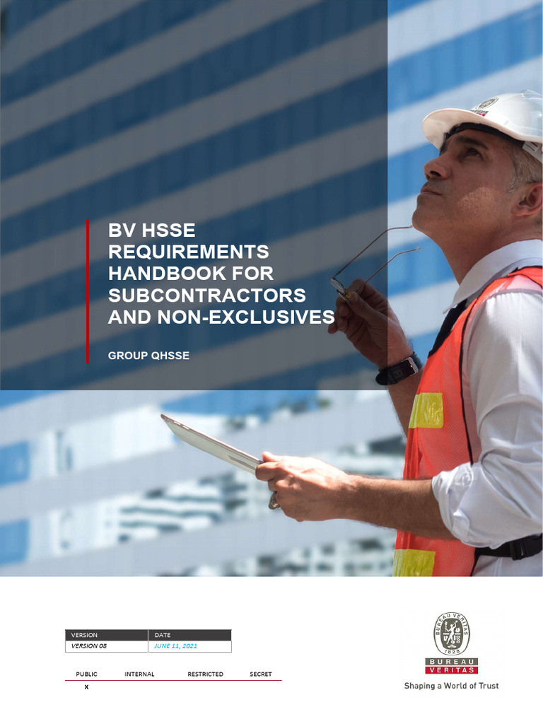 BV HSSE Requirements Handbook For Subcontractors | PDF