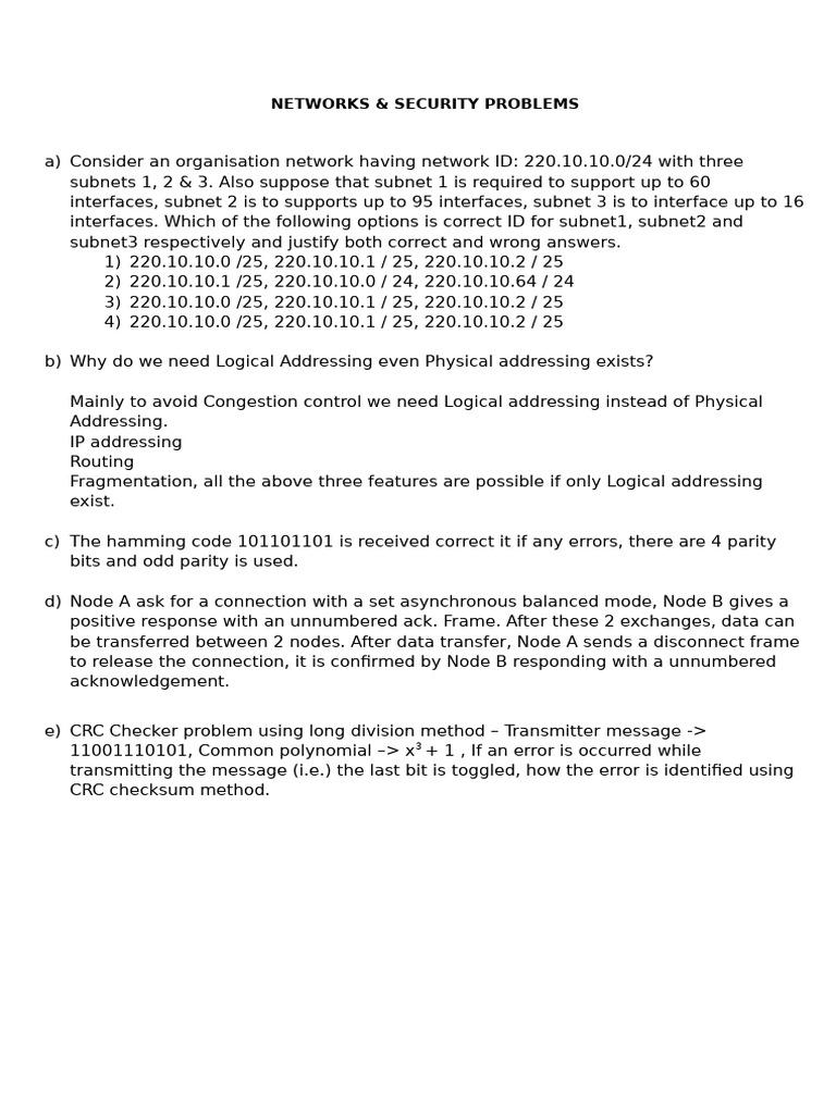 Network Addressing and Error Detection | PDF | Computers