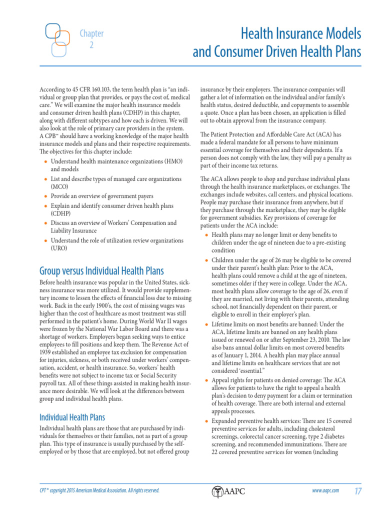 Health Insurance Models Overview | PDF | Health Maintenance ...