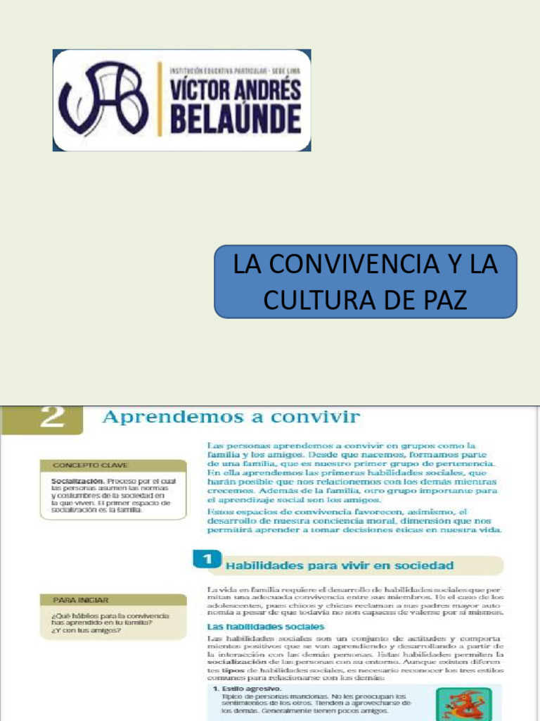 Convivencia y Cultura de Paz | PDF | Ciencias sociales