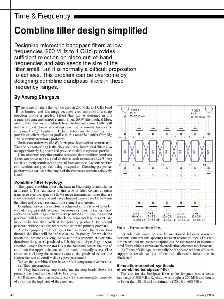 Comb Line PDF Electronic Filter Filter (Signal Processing)